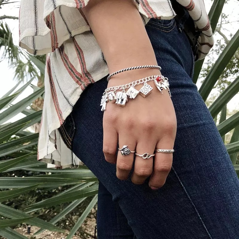James Avery Sterling Silver Twisted Rope Hook-on Bangle Bracelet
